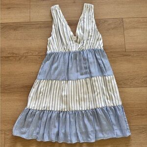 LOFT Beachy White and Blue Mini Dress